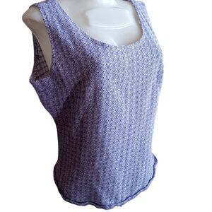 Vintage 1970s Printed Tank Top Womens Large Handmade Geometric Stretch Knit